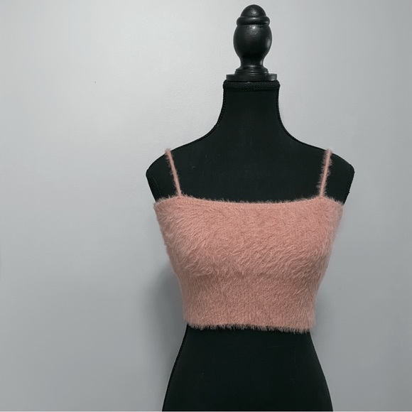 Shein Pink Fuzzy Crop Top - Picture 2 of 9